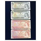 1973, 1974  Bank of Canada $1 & $2 Bank Notes