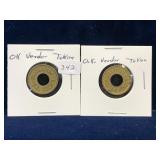 2 O.K. Vendor Brass Tokens