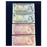 1973, 1974  Bank of Canada $1 & $2 Bank Notes