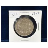1946 Canadian Silver 50 Cent Piece