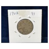 1907 Canadian Silver 25 Cent Piece