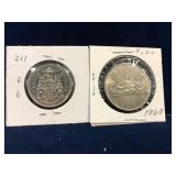 1969 Canadian Nickel Dollar & Half Dollar