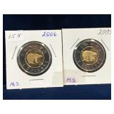 2005, 2006 Canadian Toonies