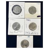 1981, 83, 91, 91, 97  Canadian Quarters