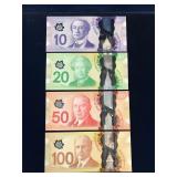 2017, 12, 12, 11 Can 10, 20, 50 & $100 Bank Notes