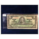 1937  Bank of Canada $1 Bank Note Gordon/Towers