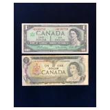 1967, 1973  Bank of Can $1 Replacement Bank Notes