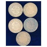 five 1919 Canadian Large Pennies