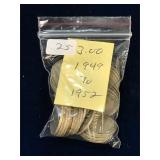 30 Canadian Silver Ten Cent Pcs 1949 to 1952