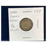 1940 Swiss Silver Half Franc