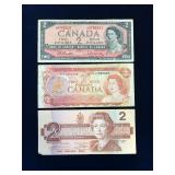 1954, 1974, 1986  Bank of Canada $2 Bank Notes