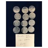 Canadian Nickel Half Dollars 2002   12 Coins