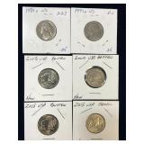 six 1989-2005 USA Nickels