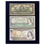 1937, 1954, 1973 Bank of Canada $1 Bank Notes