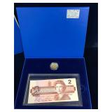 1996 1st Toonie and 1986 Last $2 Bank Note Set