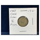 1961 Swiss Silver Half Franc