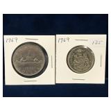 1969 Canadian 50 Cent and Dollar Coins