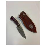 Custom made knife 3.5' blade. Leather sheath
