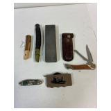 Calls.  Jacknives. Sharpening stone.