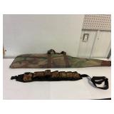 Camo ammo belt & canvas 43' gun case. Good zipper