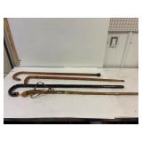 Canes and a walking stick.