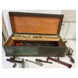 Wooden tool chest. 32 x 13 x 10' high