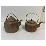 2 copper kettles. Hand forged.