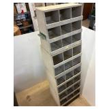 4 stackable bolt bins. 19.5 x16 deep. Total 63' h