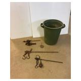 Scales. And parts. Assorted in a garbage can