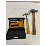 Bostich tacked kit and 2 claw hammers.