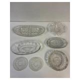 Glass and Pinwheel crystal serving trays.