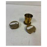 Cyclist brass collapsible cups.