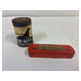Quick Seal and Chemico tins.