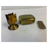 Brass match holder, box and case