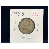 1948 Canadian Silver 25 Cent Piece