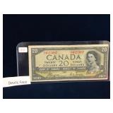 1954 Canadian Devil's Face $20 Bank Note