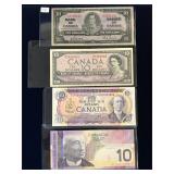 1937, 1954, 1971, 2005 Canadian $10 Bank Notes
