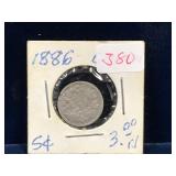 1886 Canadian Silver 5 Cent Piece