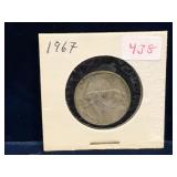 1967 Canadian Silver 25 Cent Piece