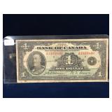 1935 Bank of Canada $1 Bank Note