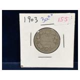 1903 Canadian Silver 25 Cent Piece