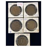 1916, 17, 18, 19, 20 Canadian Large Pennies