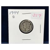 1944 D USA Silver 10 Cent Piece