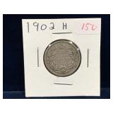 1902 H Canadian Silver 25 Cent Piece