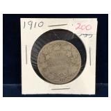 1910 Canadian Silver 50 Cent Piece