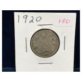 1920 Canadian Silver 25 Cent Piece