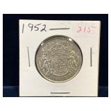 1952 Canadian Silver 50 Cent Piece
