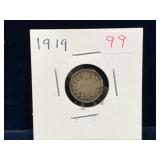1919 Canadian Silver 5 Cent Piece