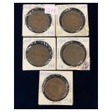 1916, 17, 18, 19, 20 Canadian Large Pennies