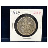 1964 Canadian Silver 50 Cent Piece
